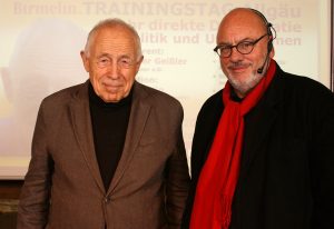 Dr. Heiner Geißler (Bundesminister a.D.) traf sich auf der EVENTbühne in Kimratshofen mit Rolf Birmelin um das Thema „Mehr direkte Demokratie in Politik und Unternehmen“ zu besprechen.